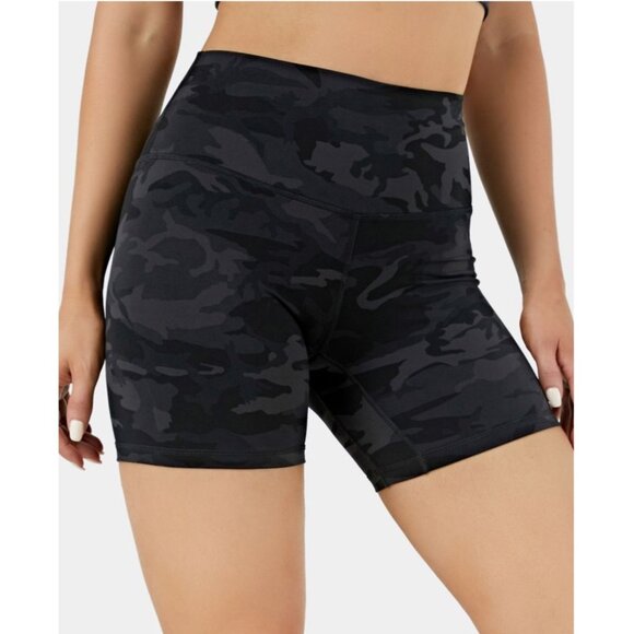 Halara High Waisted Biker Shorts Sz XL (12) Black and Gray Camouflage Shorts - Picture 1 of 11